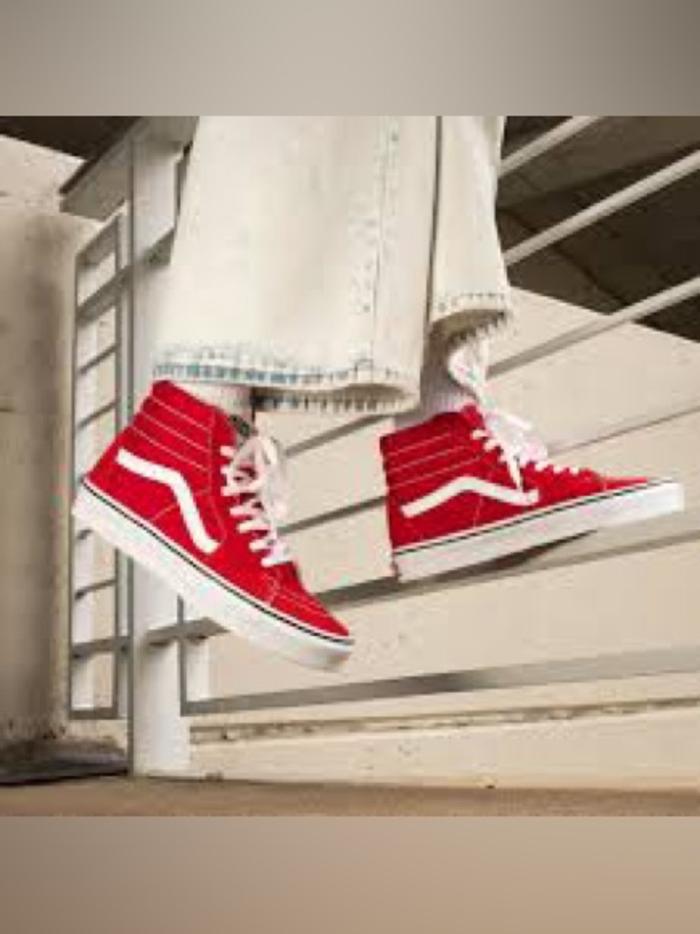 Vans Kids High-Top Sneakers in Red and White